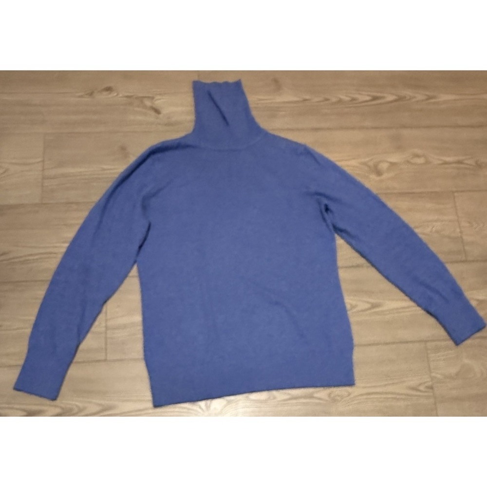 L.L. Bean Women's Turtleneck Sweater Deep Blue 95% Cotton 5% Cashmere Medium - Picture 3 of 13